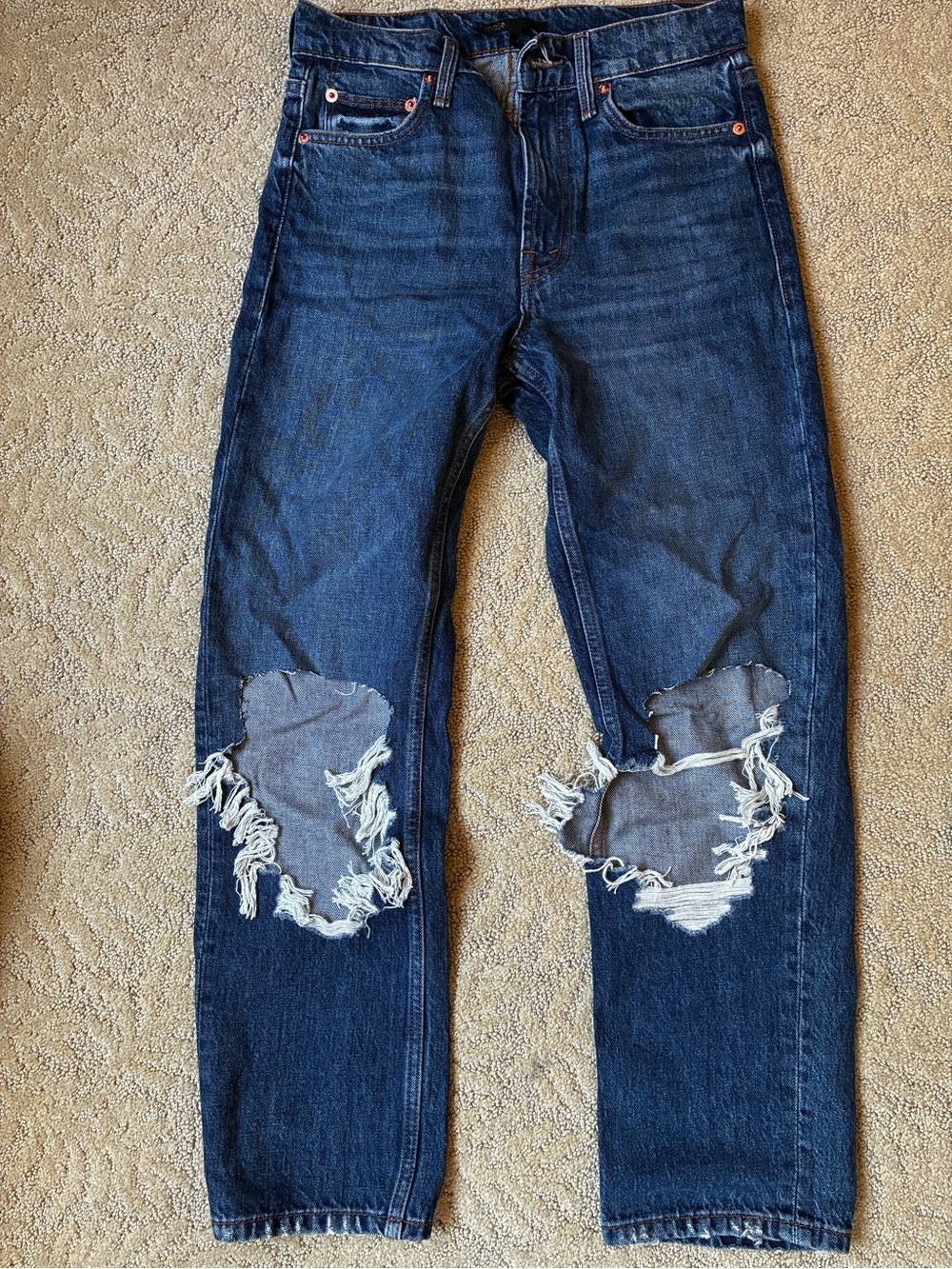 Maje Women’s Dark Blue Distressed Relaxed Jeans Never worn